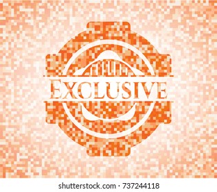 Exclusive abstract orange mosaic emblem with background