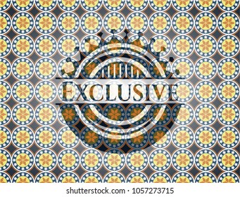                  Exclusive arabic badge background. Arabesque decoration.