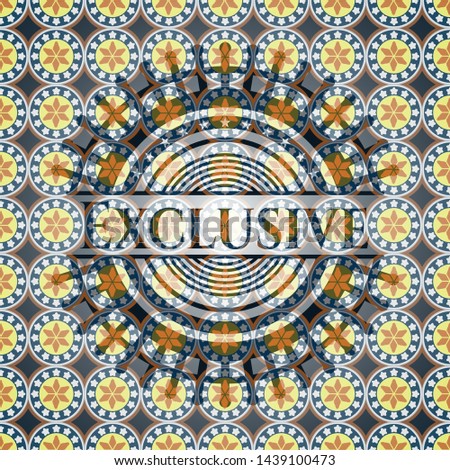 Exclusive arabic style badge. Arabesque decoration.