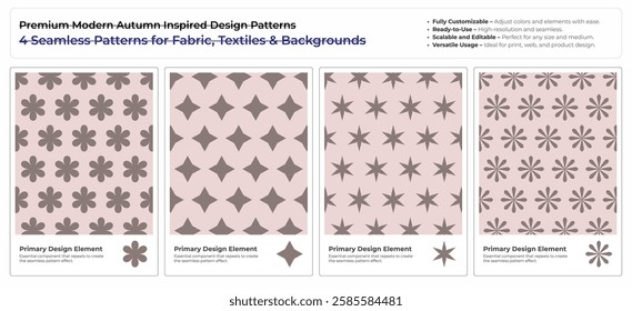 Exclusive Autumn Seamless Vector Patterns – 4 Artistic Designs for Fashion and Home Decor