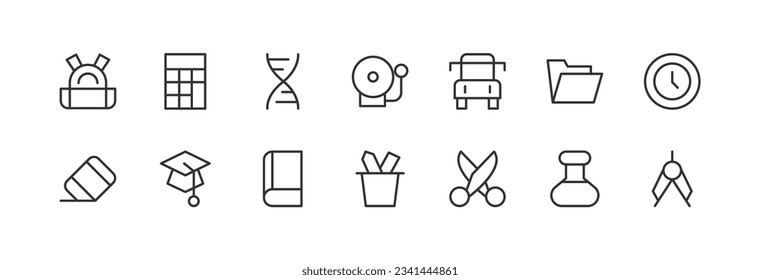 Exclusive back to school thin line icons set. Big package of modern minimalistic pictograms for mobile UIUX kit, infographics and web sites