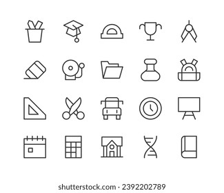 Exclusive back to school thin line icons set. Big package of modern minimalistic pictograms for mobile UI UX kit, infographics and web sites