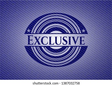 Exclusive badge with denim background. Vector Illustration. Detailed.