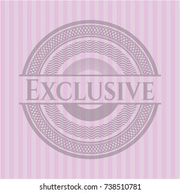 Exclusive badge with pink background