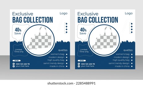 Exclusive bag Collection design template . Vector and editable layout for social media post leaflet .