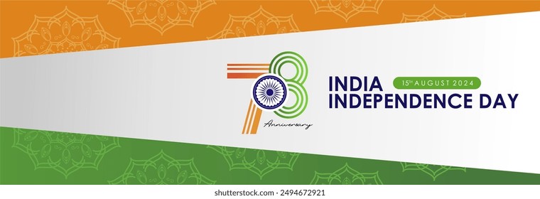 Exclusive Banner of 78th India ( Bharat Ganarajya) Independence Day 15 August 2024 Banner, Template, Background, Poster, Greeting. Gradient India Flag Vector Illustration