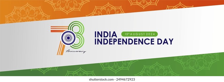 Exclusive Banner of 78th India ( Bharat Ganarajya) Independence Day 15 August 2024 Banner, Template, Background, Poster, Greeting. Gradient India Flag Vector Illustration