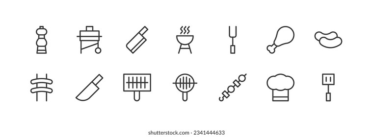 Exclusive barbecue thin line icons set. Big package of modern minimalistic pictograms for mobile UIUX kit, infographics and web sites