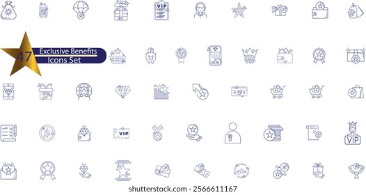 Exclusive benefit, prize, incentive, reward editable stroke outline icons