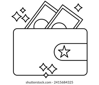 Exclusive benefits icon black and white - wallet with cash