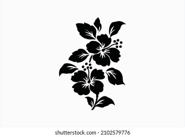 Exclusive black floral silhouette on a white background. Vector eps 10 