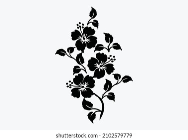 Exclusive black floral silhouette on a white background. Vector eps 10 