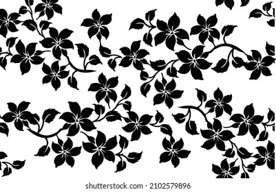 Exclusive black floral silhouette on a white background. Vector eps 10 