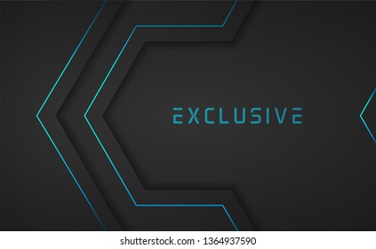 exclusive black paper cut background with blue light. luxury design concept suitable for business card, landing page, poster and others