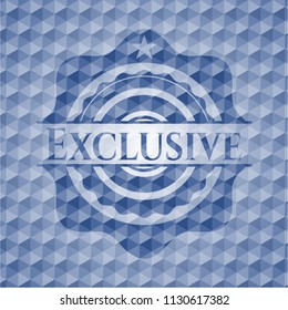 Exclusive blue polygonal badge.