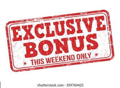 Exclusive bonus grunge rubber stamp on white background, vector illustration