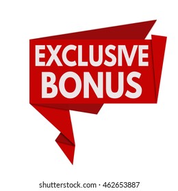 Exclusive bonus red origami speech bubble on white background, vector illustration
