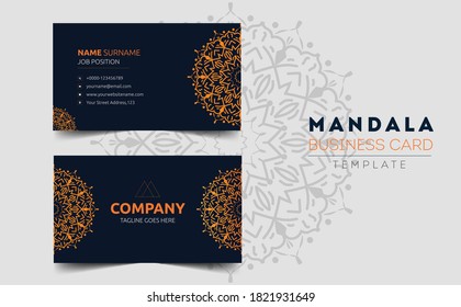 Exclusive business card template with mandala design, decorative round design