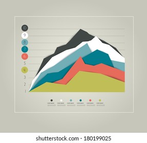 Exclusive business flat graph.Trend chart can be used for info graphics presentation, catalog design, annual report, brochure layout, web page, cover concept. Minimalistic progressive diagram,scheme. 