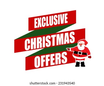 Exclusive Christmas offers banner design over a white background, vector illustration