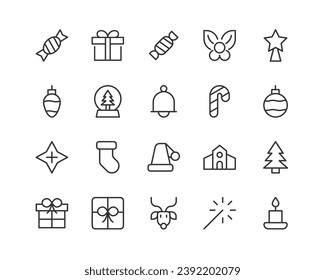 Exclusive christmas thin line icons set. Big package of modern minimalistic pictograms for mobile UIUX kit, infographics and web sites