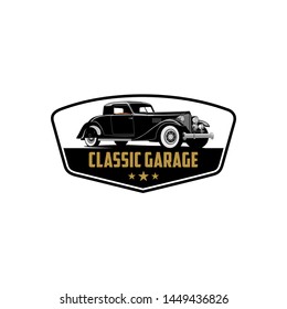 Exclusive classic car garage logo vector