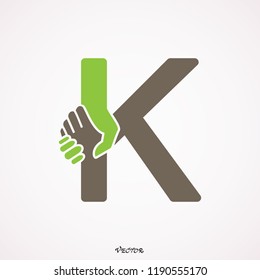 Exclusive Classic Typography handshake K Letter and k letter Combine Logo Emblem Monogram