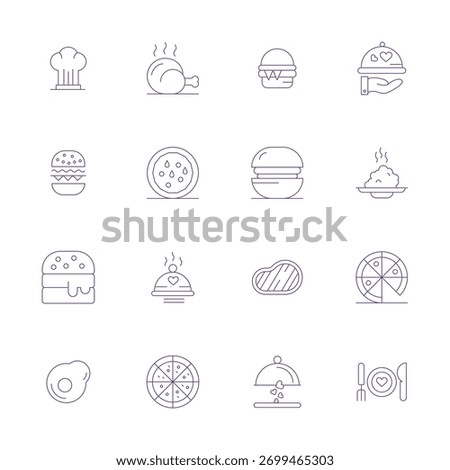 Exclusive collection of 16 Thin Line vector icons for Appetizing, developed with Retina Ready Grid Fitted resolution for premium brand experiences.