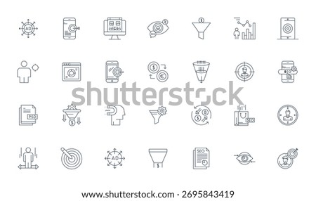Exclusive collection of 28 Thin Line vector icons for Conversion, developed with Retina Ready Pixel Aligned resolution for premium brand experiences.
