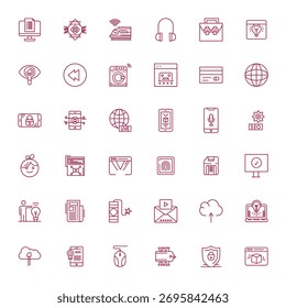 Colección exclusiva de 36 íconos vectoriales de Bold Line para Digital, desarrollados con resolución de alta resolución Grid Fitted para experiencias de marca premium.