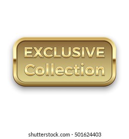 Exclusive collection golden badge, vector