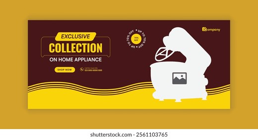 Exclusive collection Home Appliance Sale social media cover banner design Template and  Appliance Flash sale horizontal banner Template