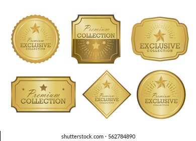 Exclusive Collection Sale Golden Badge. Gold Label Vector Illustration