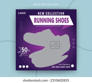 Exclusive collection shoes sale for social media post or square web banner template design