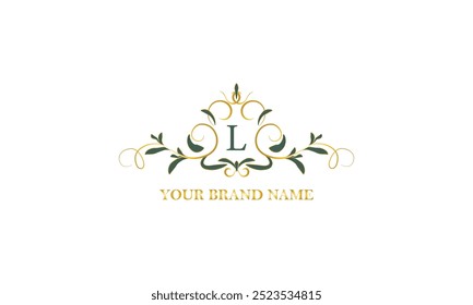 Exclusive color monogram with initial letter L. Vector illustration of company brand, emblem for restaurant, royalty, boutique