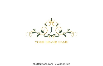 Exklusives Farbmonogramm mit Anfangsbuchstabe J. Vektorgrafik der Unternehmensmarke, Emblem für Restaurant, Lizenzgebühr, Boutique
