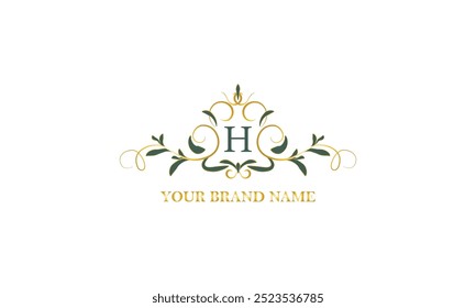 Exklusives Farbmonogramm mit Anfangsbuchstabe H. Vektorgrafik der Unternehmensmarke, Emblem für Restaurant, Lizenzgebühr, Boutique