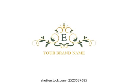 Exclusive color monogram with initial letter E. Vector illustration of company brand, emblem for restaurant, royalty, boutique