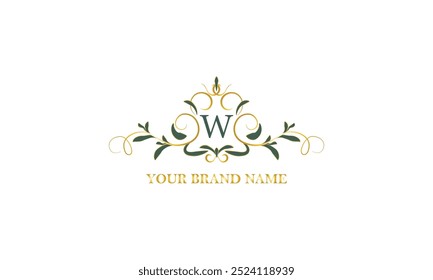 Exclusive color monogram with initial letter W. Vector illustration of company brand, emblem for restaurant, royalty, boutique