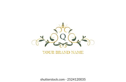 Exclusive color monogram with initial letter Q. Vector illustration of company brand, emblem for restaurant, royalty, boutique