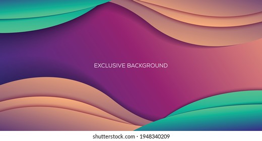 Fondo ondulado de color exclusivo con sombra sobre el fondo. Fondo vectorial.