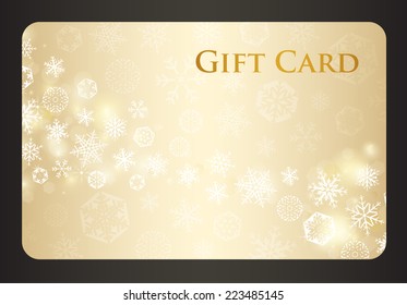 Exclusive cream christmas gift card with stream of golden snowflakes