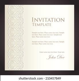 Exclusive creamy invitation with imitation of lace