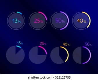 Exclusive dark blue bussiness pie circle chart, graph. Line design. Infographic.