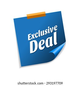 Exclusive Deal Blue Sticky Notes Vector Icon Design