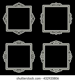 Exclusive decor elements or shape for business. Vintage frame in set. Vector page decoration. Decoration for business, wedding album or restaurant menu. Calligraphic design borders