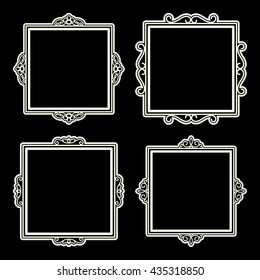 Exclusive decor elements or shape for business. Vintage frame in set. Vector page decoration. Decoration for business, wedding album or restaurant menu. Calligraphic design borders