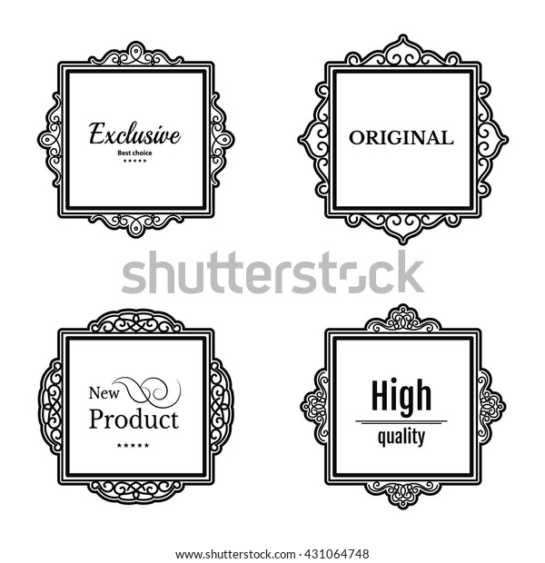 Exclusive decor elements or shape for\
business. Vintage frame in set. Vector page decoration. Decoration\
for business, wedding album or restaurant menu.\
