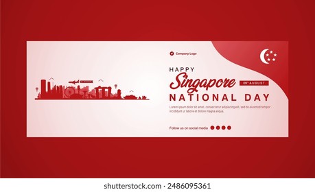 Exclusive Design of 59th Singapore National Day Celebration with Cool City Landmarks Illustration and Social Media Spot. 59th Singapore  Independence Day 2024. Best for Company Greeting 