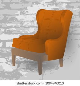 Exclusive design classic chair on a brick wall background. Stylish furniture and interior.